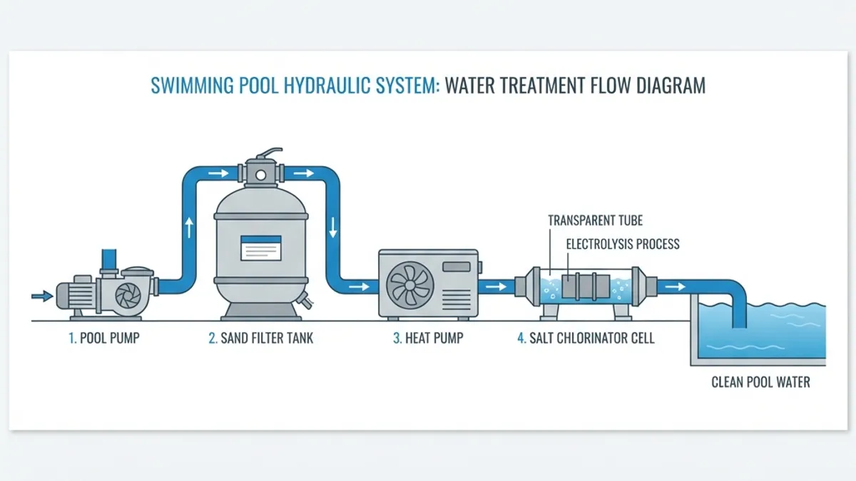 Schemă montaj sistem electroliză piscină