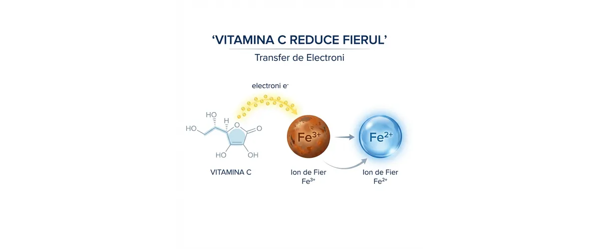 Infografic: Procesul Redox al Vitaminei C asupra fierului